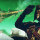 A Destiny 2 Guardian salutes a space pirate ship in Season of Plunder.